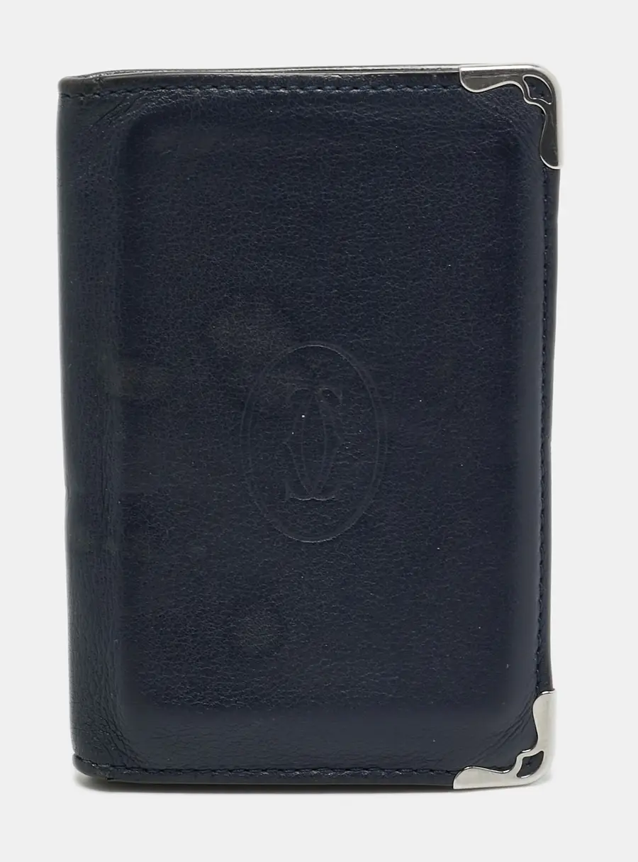 Cartier Must de Cartier Navy Blue Leather Card Holder
