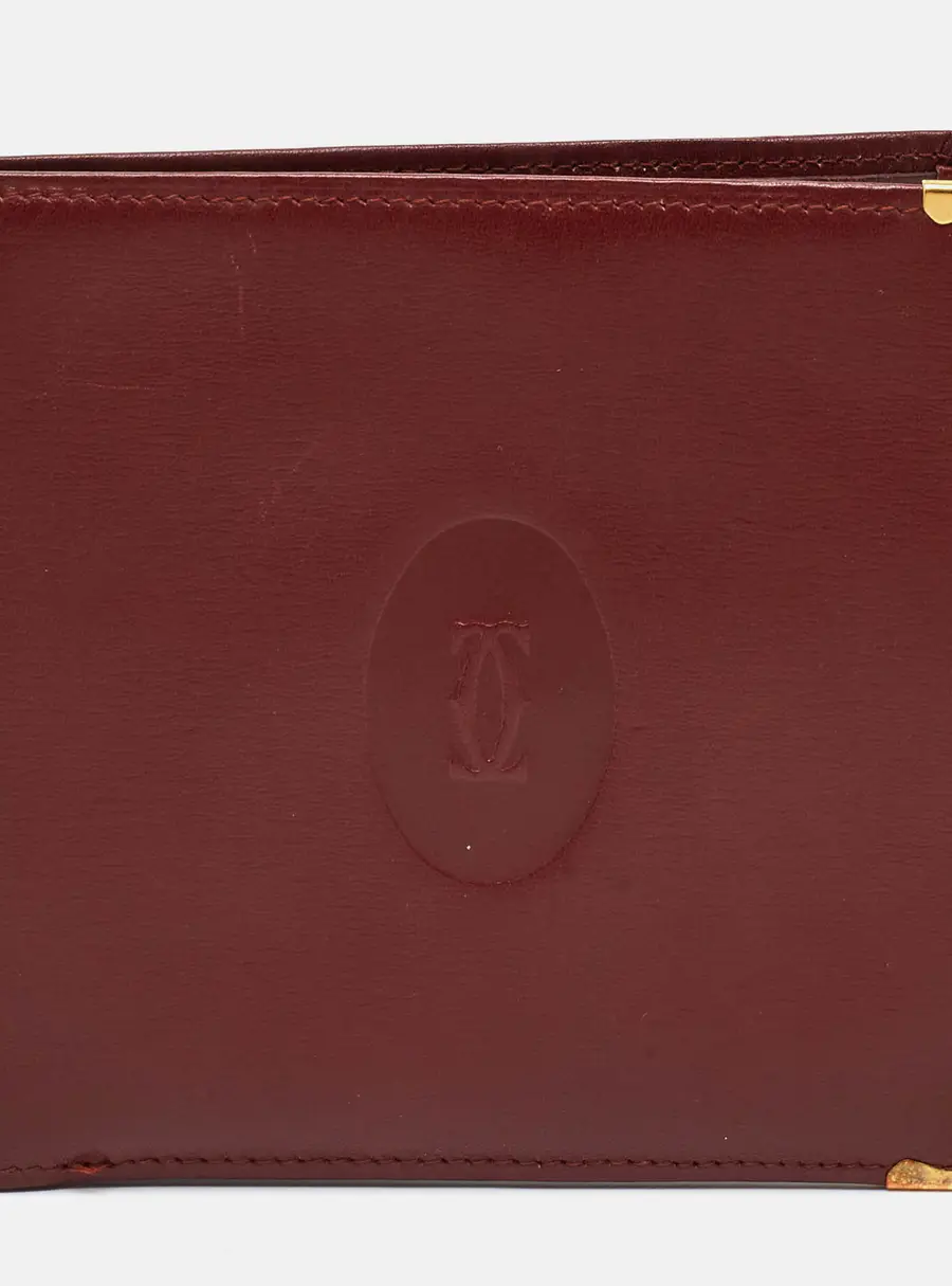 Cartier Must de Cartier Burgundy Leather and Leather Bifold Wallet