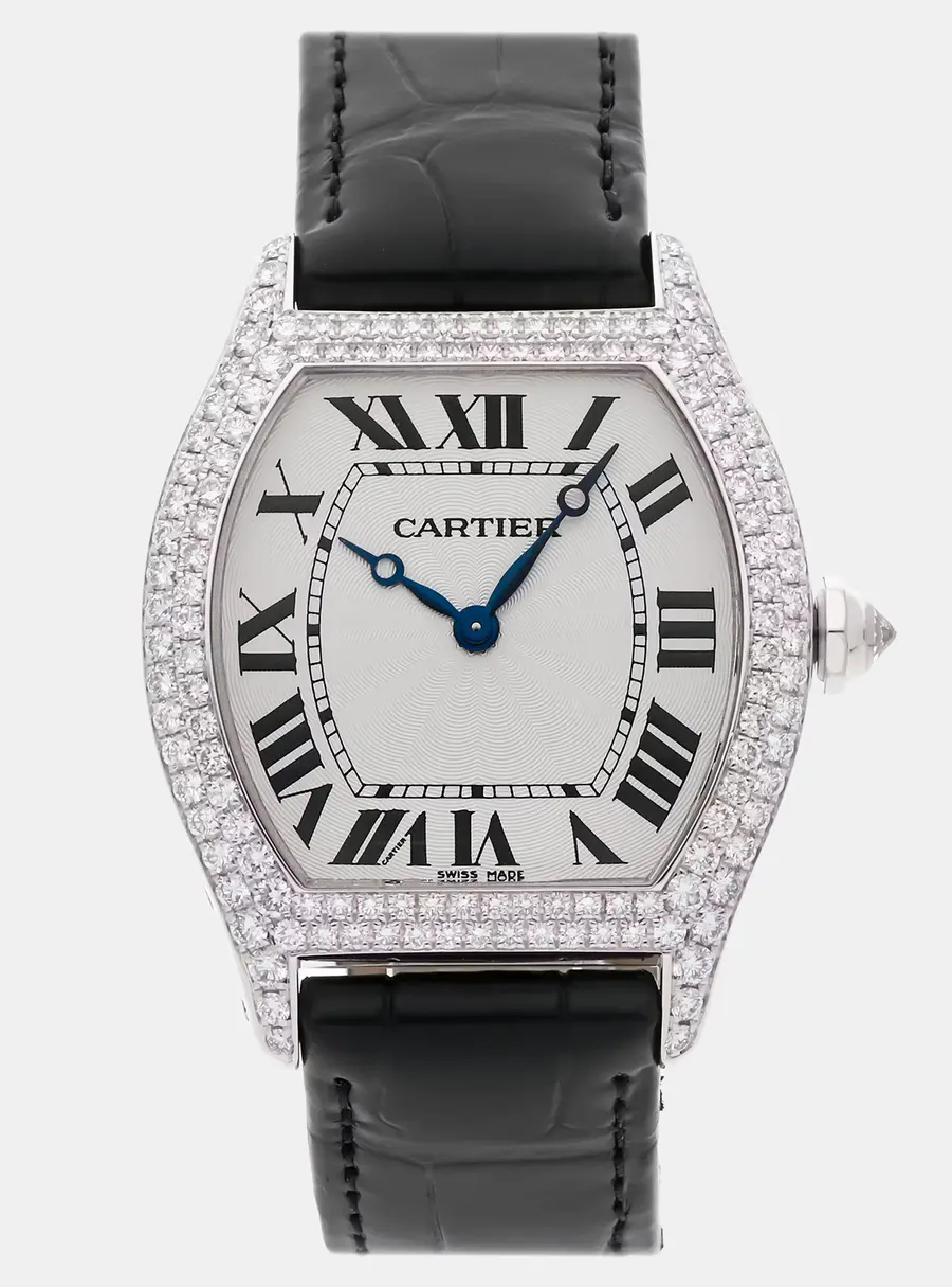Cartier Tortue LM WA503851 White 18K White gold Diamond Manual Winding Men's Wristwatch 43x38 mm