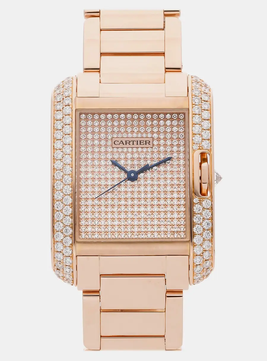 Cartier Tank Anglaise WT100012 Pink Rose Gold, Diamond Men's Wristwatch 39 x 29 mm