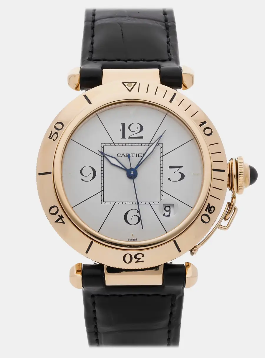 Cartier Pasha de Cartier 8175-03 White 18K Yellow Gold Automatic Men's Wristwatch 38mm