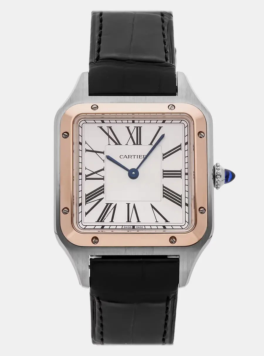 Cartier Santos Dumont W2SA0037 White Rose Gold, Stainless Steel Quartz Men's Wristwatch 43.5mm