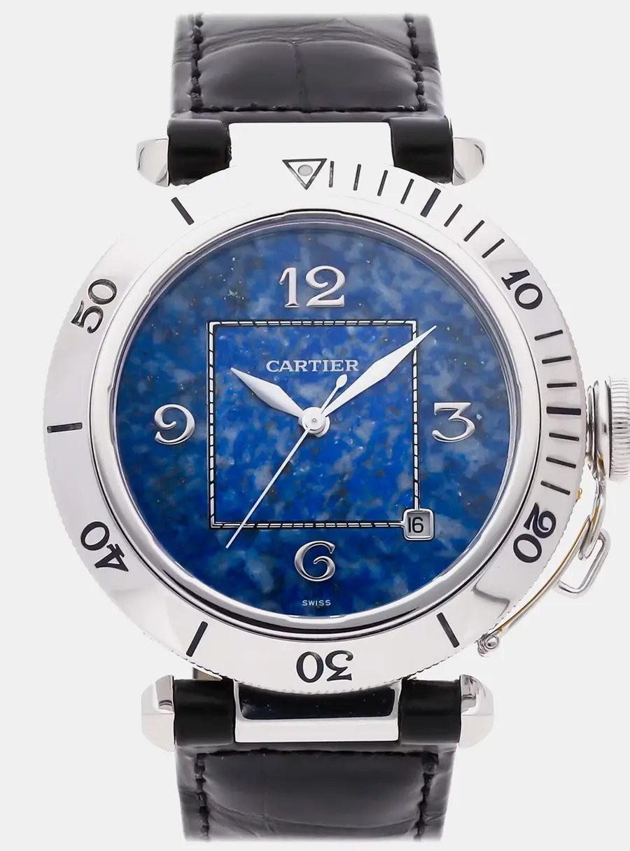 Cartier Pasha W3010551 Blue Stainless Steel Automatic Men's Wristwatch 38mm