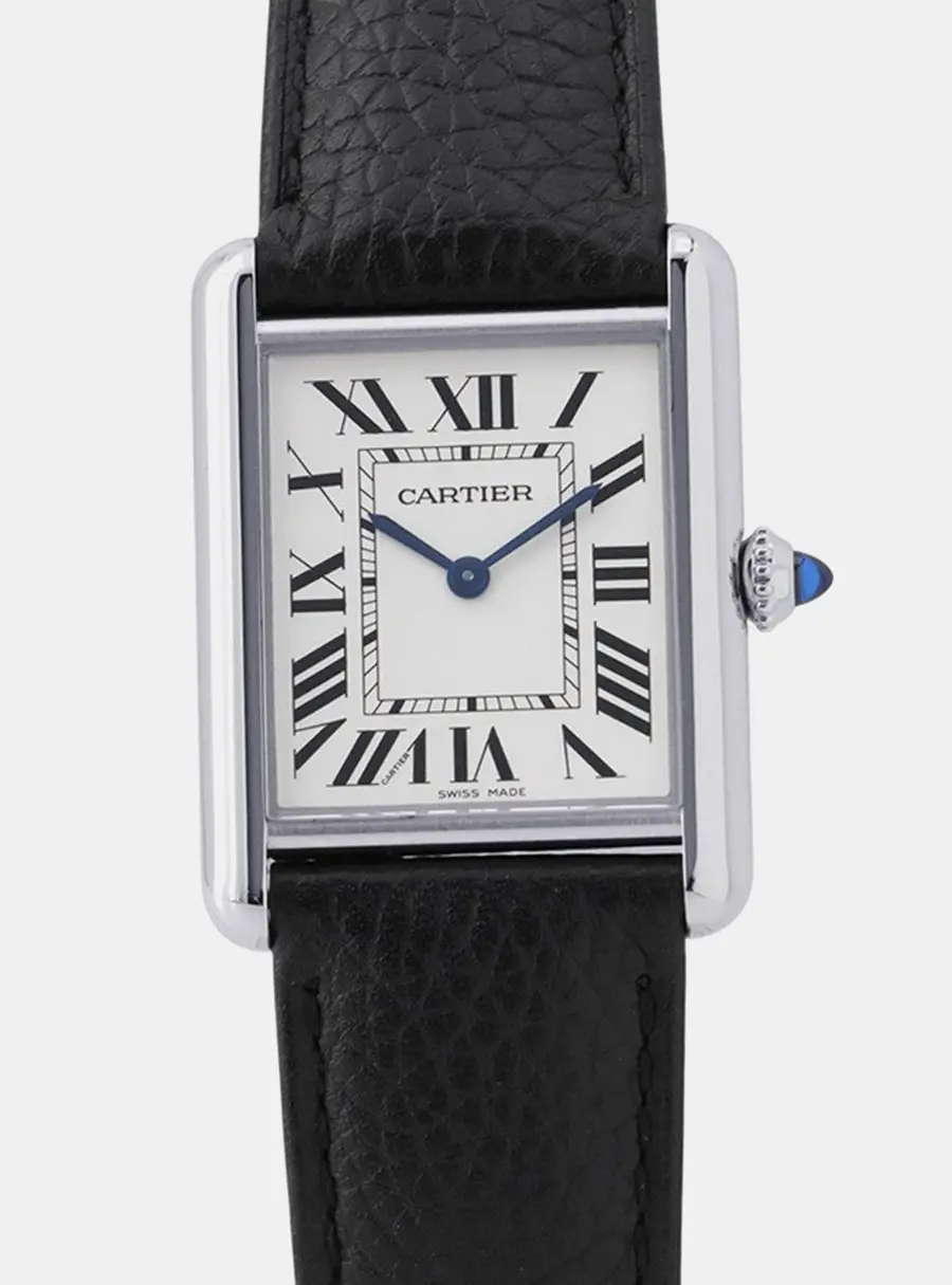 Cartier Tank WSTA0041 White Stainless Steel Quartz Men's Wristwatch 33.7×25.5mm