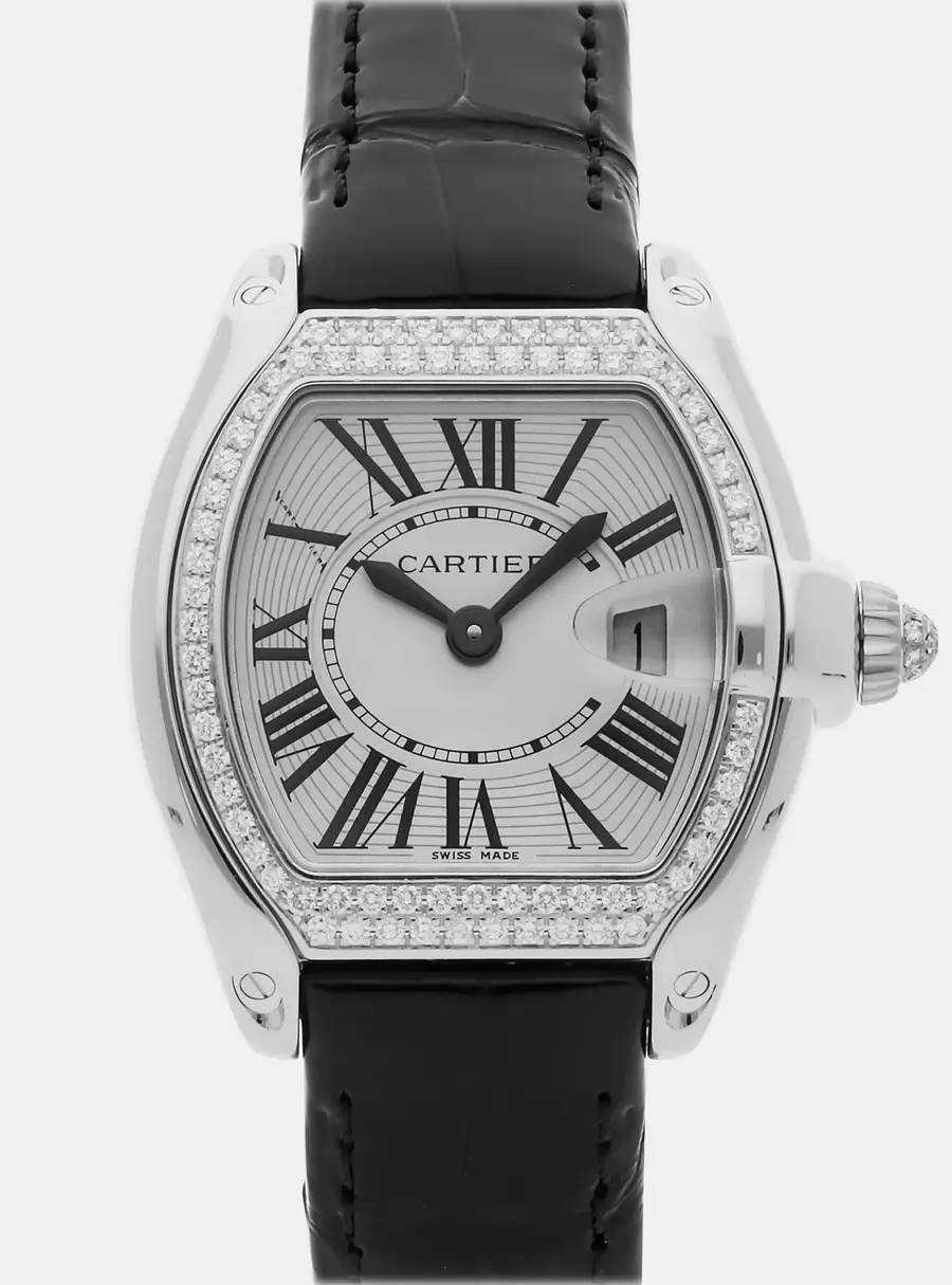 Cartier Roadster WE5002X2 silver white gold Diamond Quartz Men's Wristwatch 30 mm