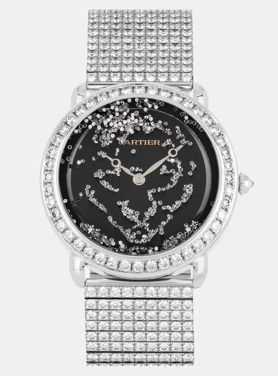 Cartier Revelation D'une Panthere HPI01356 Black 18k White Gold Manual Winding Men's Wristwatch 37mm