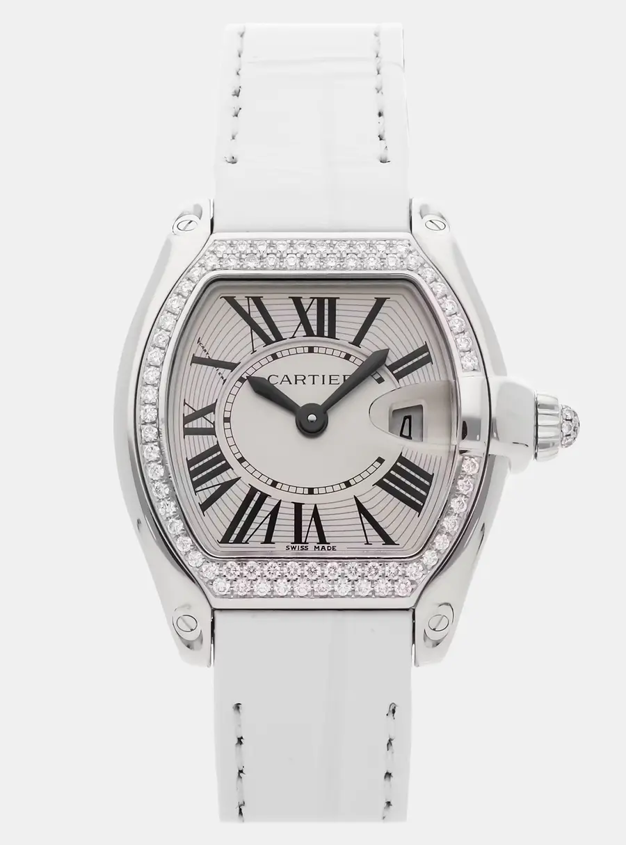 Cartier Roadster WE500260 Silver 18k White Gold Quartz Men's Wristwatch 36mm x 30mm