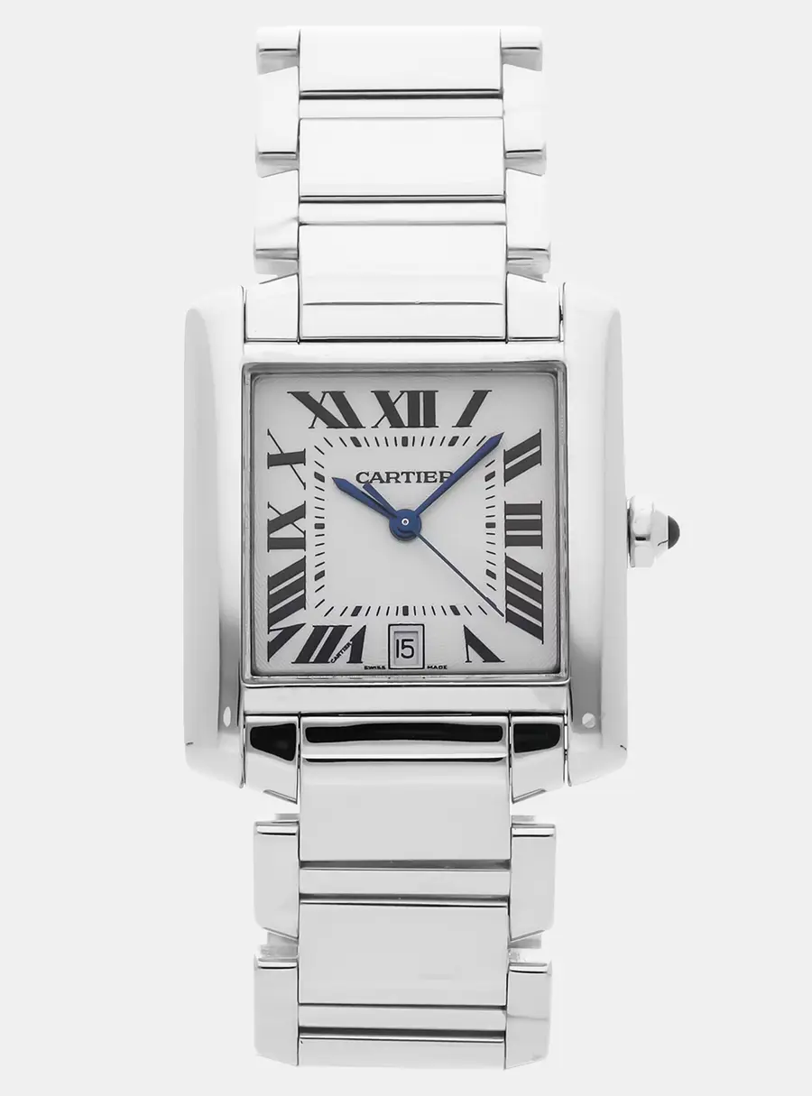 Cartier Tank Francaise W50011S3 White Stainless Steel Automatic Men's Wristwatch 24mm