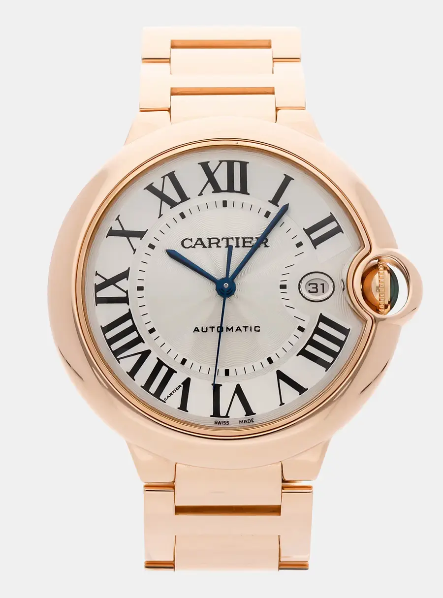Cartier Ballon Bleu W69006Z2 Silver Automatic 18k Rose Gold Men's Wristwatch 42 MM