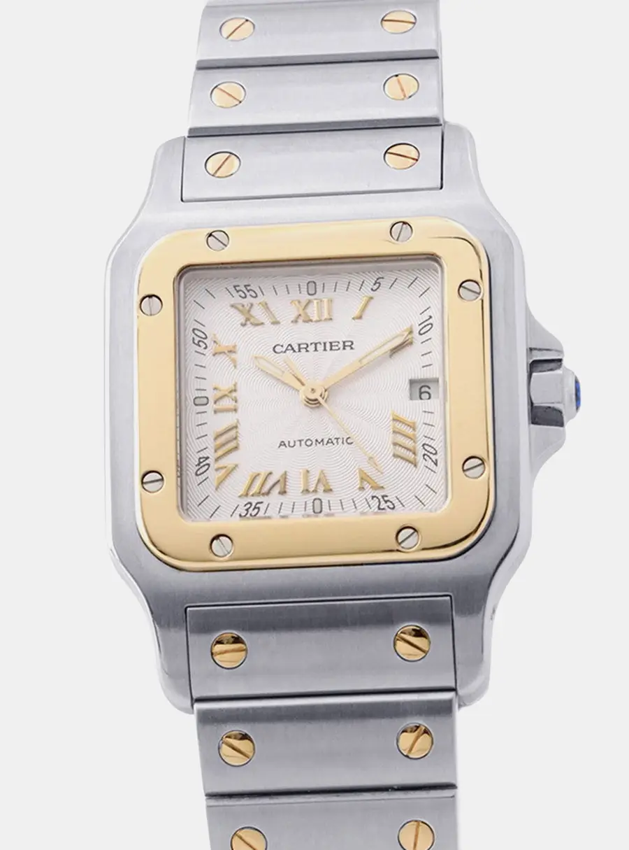 Cartier Santos Galbee W20041C4 Silver 18K Yellow Gold, Stainless Steel Automatic Men's Watch 41&times;29mm