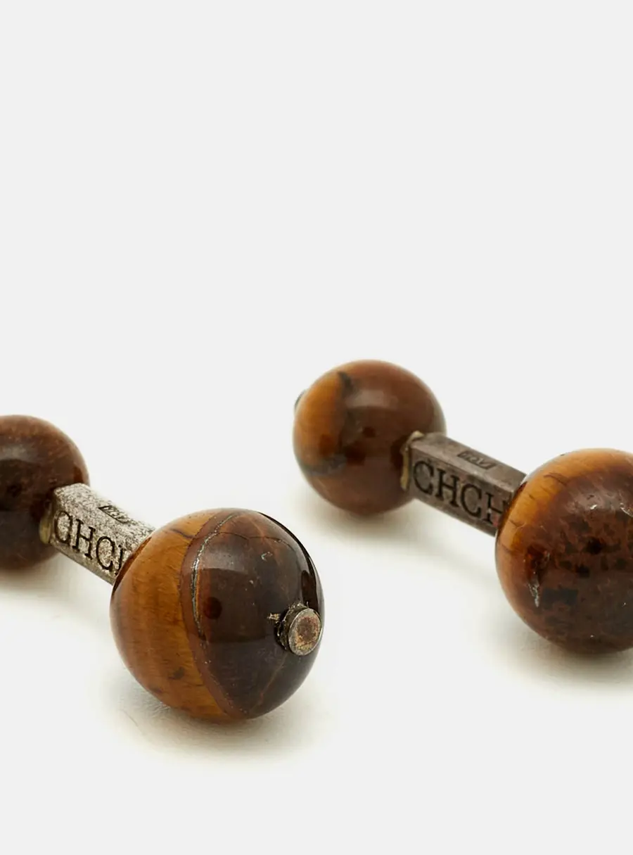 Carolina Herrera Tigers Eye Silver 925 Cufflinks