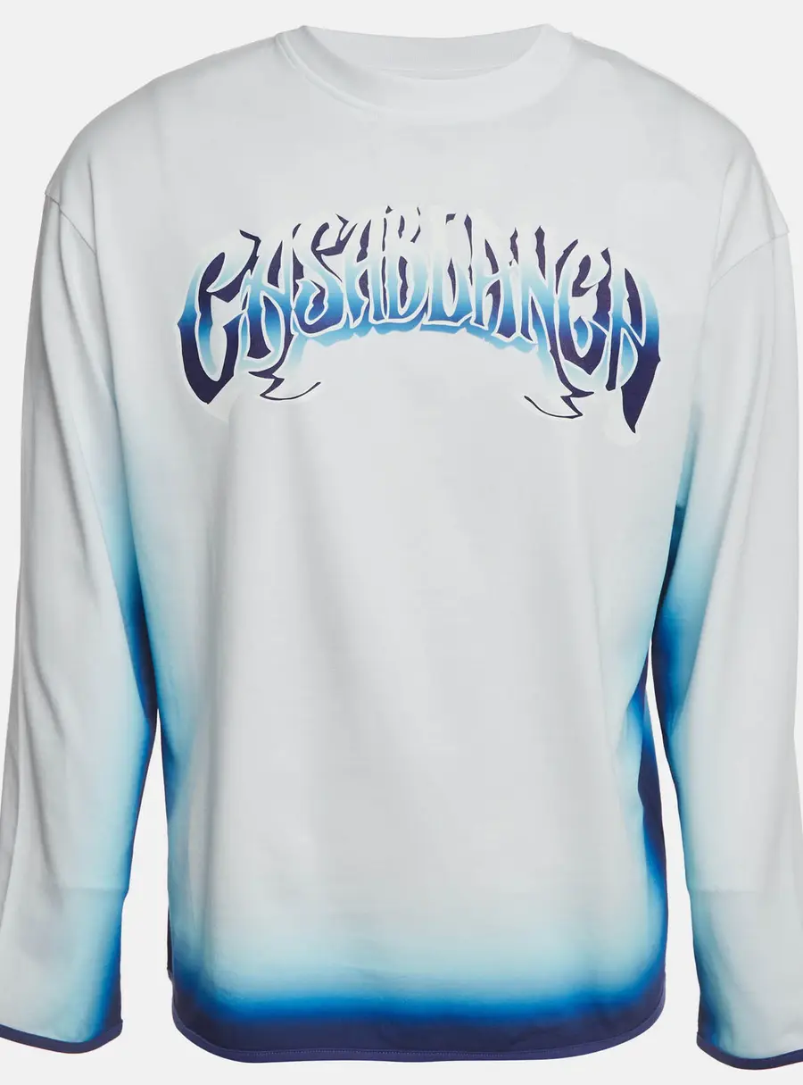 Casablanca White Gradient Logo Print Jersey Long Sleeve T-Shirt S