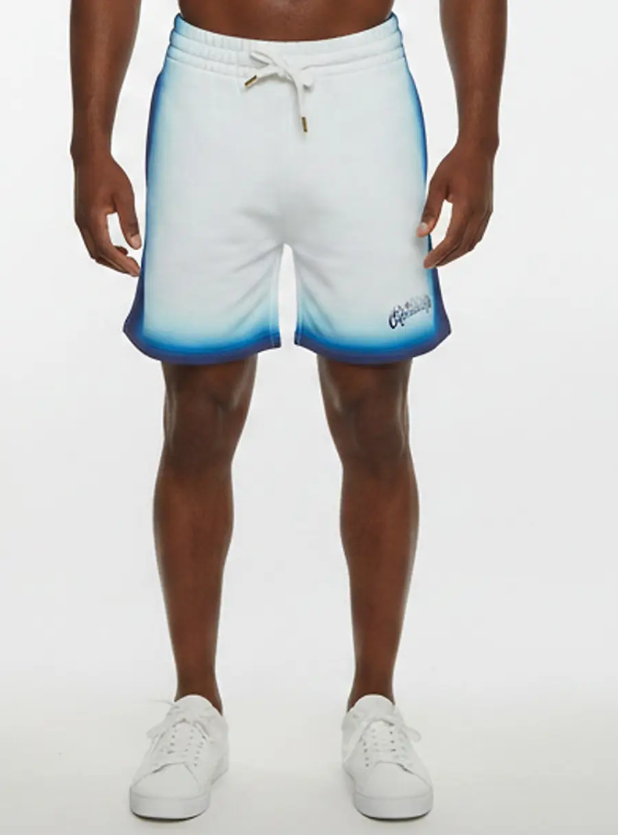 Casablanca White Gradient Faded Logo Print Jersey Sweat Shorts S
