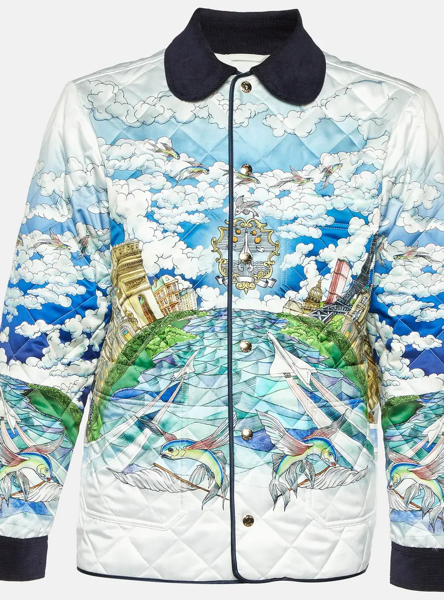 Casablanca White Printed Stain Le Vol Ideal Quilted Hunting Jacket L