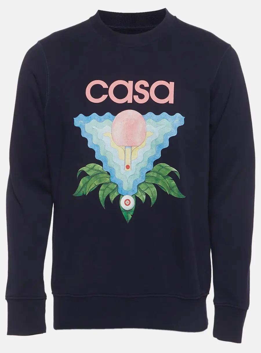 Casablanca Navy Blue Cotton Long Sleeve Crewneck Sweatshirt S