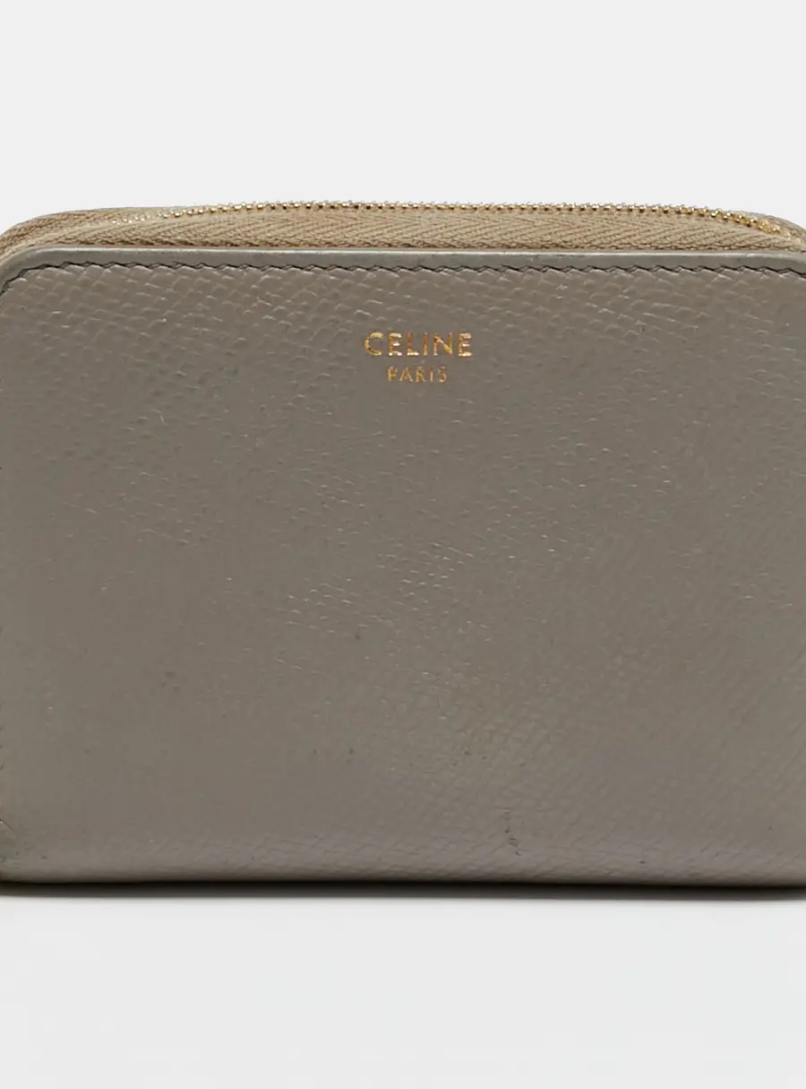 Celine Grey Leather Zip Around Wallet