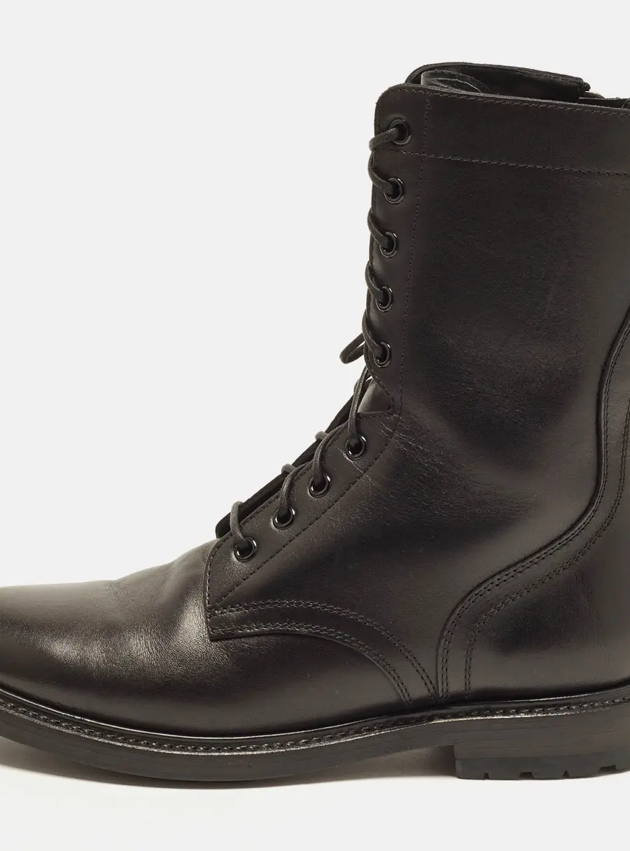 Celine Size 40 Black Leather Combat Boots
