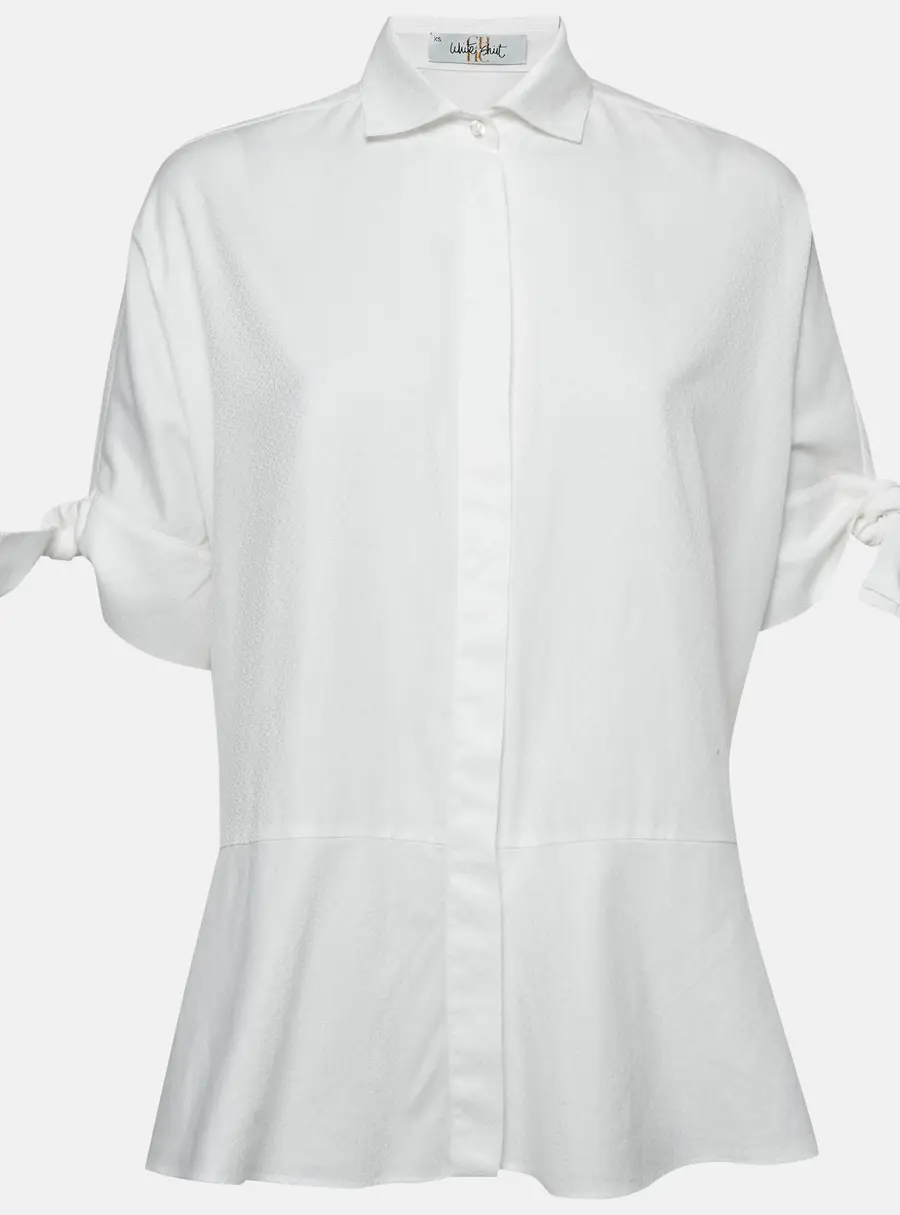 CH Carolina Herrera White Logo Jacquard Cotton Button Front Blouse XS