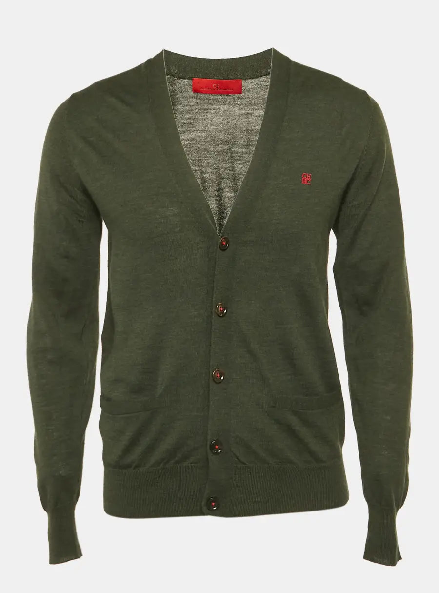 CH Carolina Herrera Grey Wool Knit Cardigan S