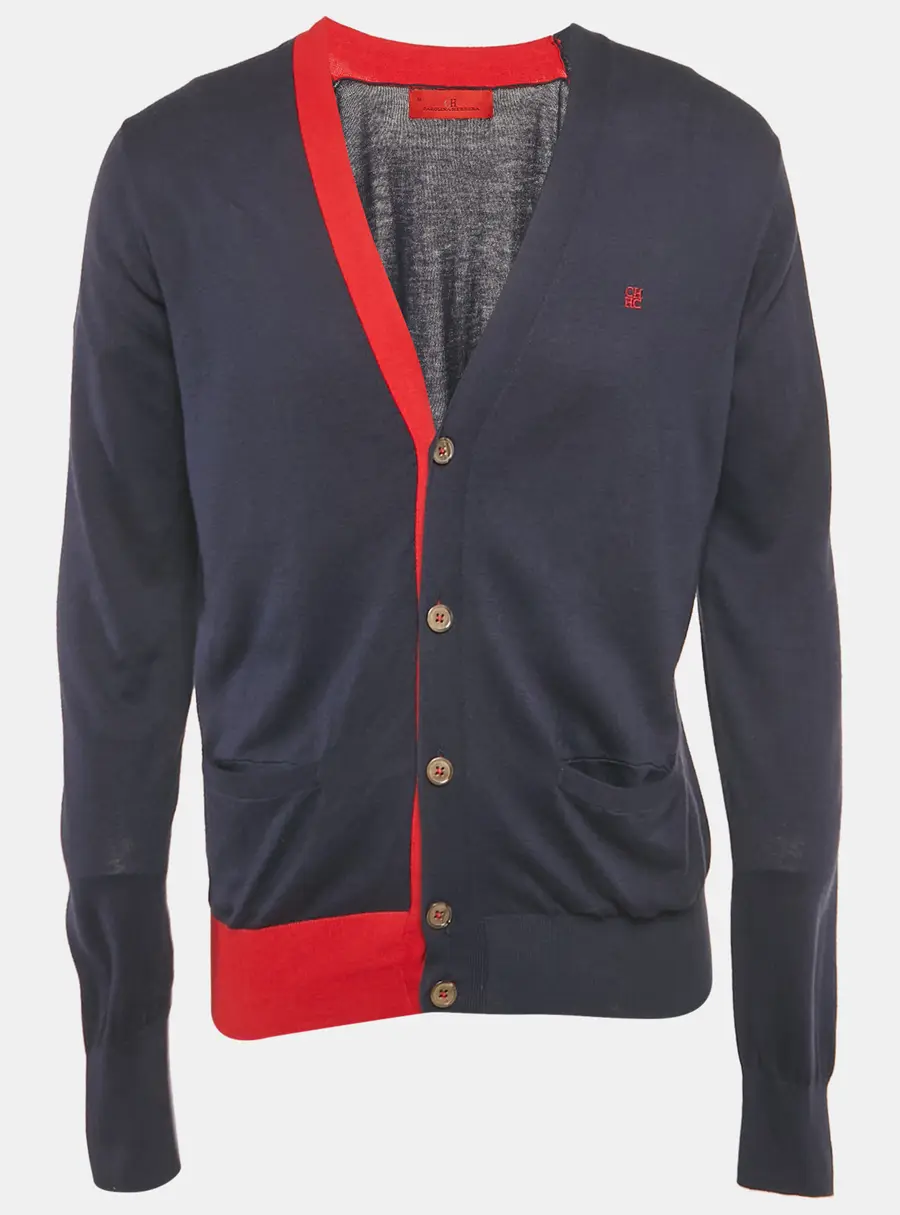CH Carolina Herrera Blue Cotton Knit Cardigan M