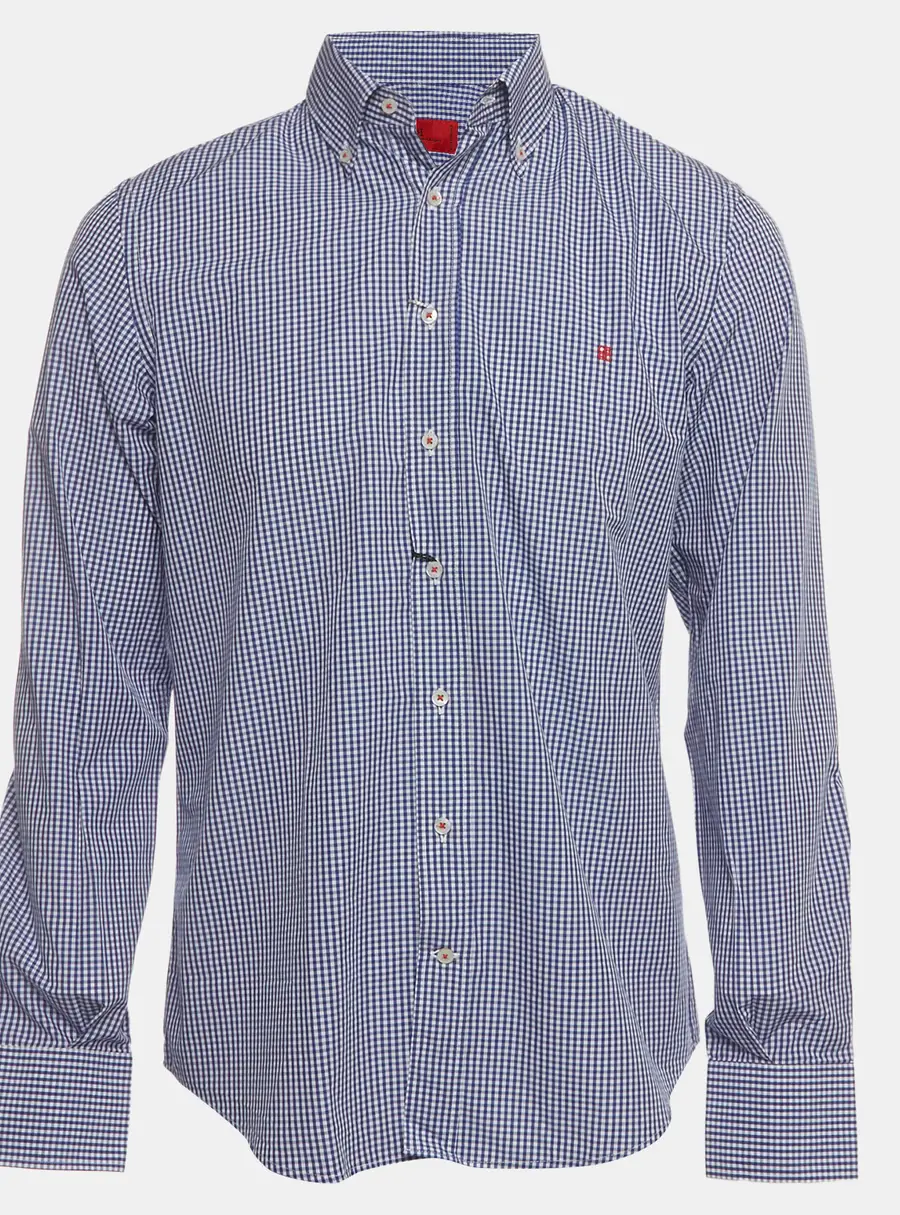 CH Carolina Herrera Blue Check Cotton Button Down Shirt M