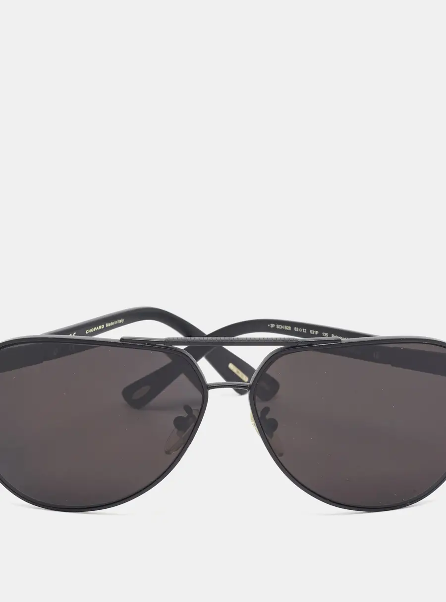 Chopard Matte Black Polarized SCH B28 Aviator Sunglasses