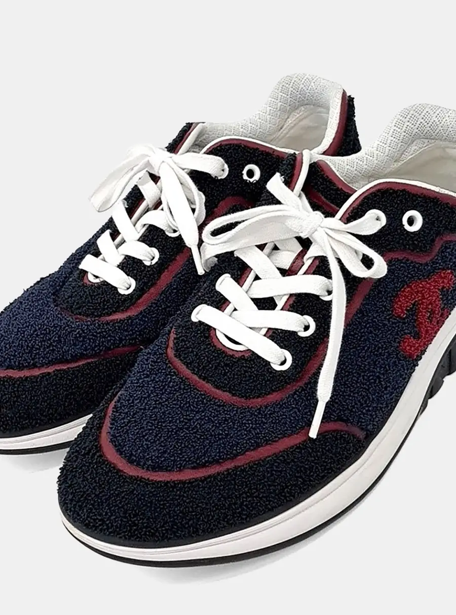 Chanel Fabric Multicolor Navy Blue Sneakers