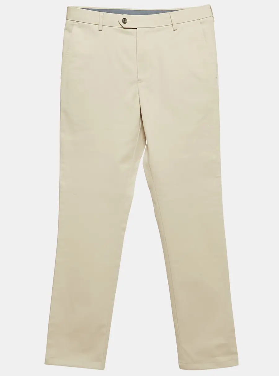 Charles Tyrwhitt Beige Gabardine Extra Slim Fit Trousers S