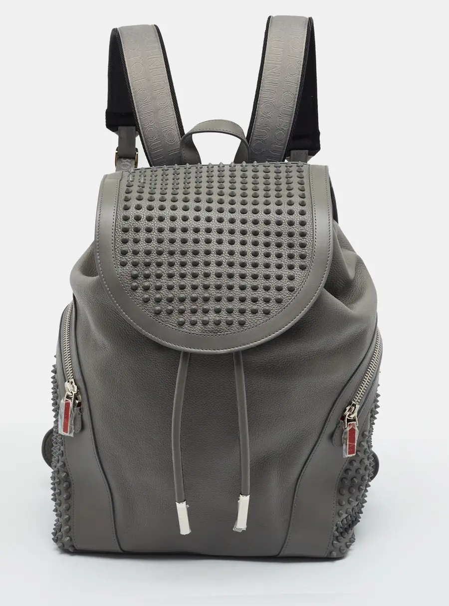 Christian Louboutin Funky Spiked Grey Leather Backpack