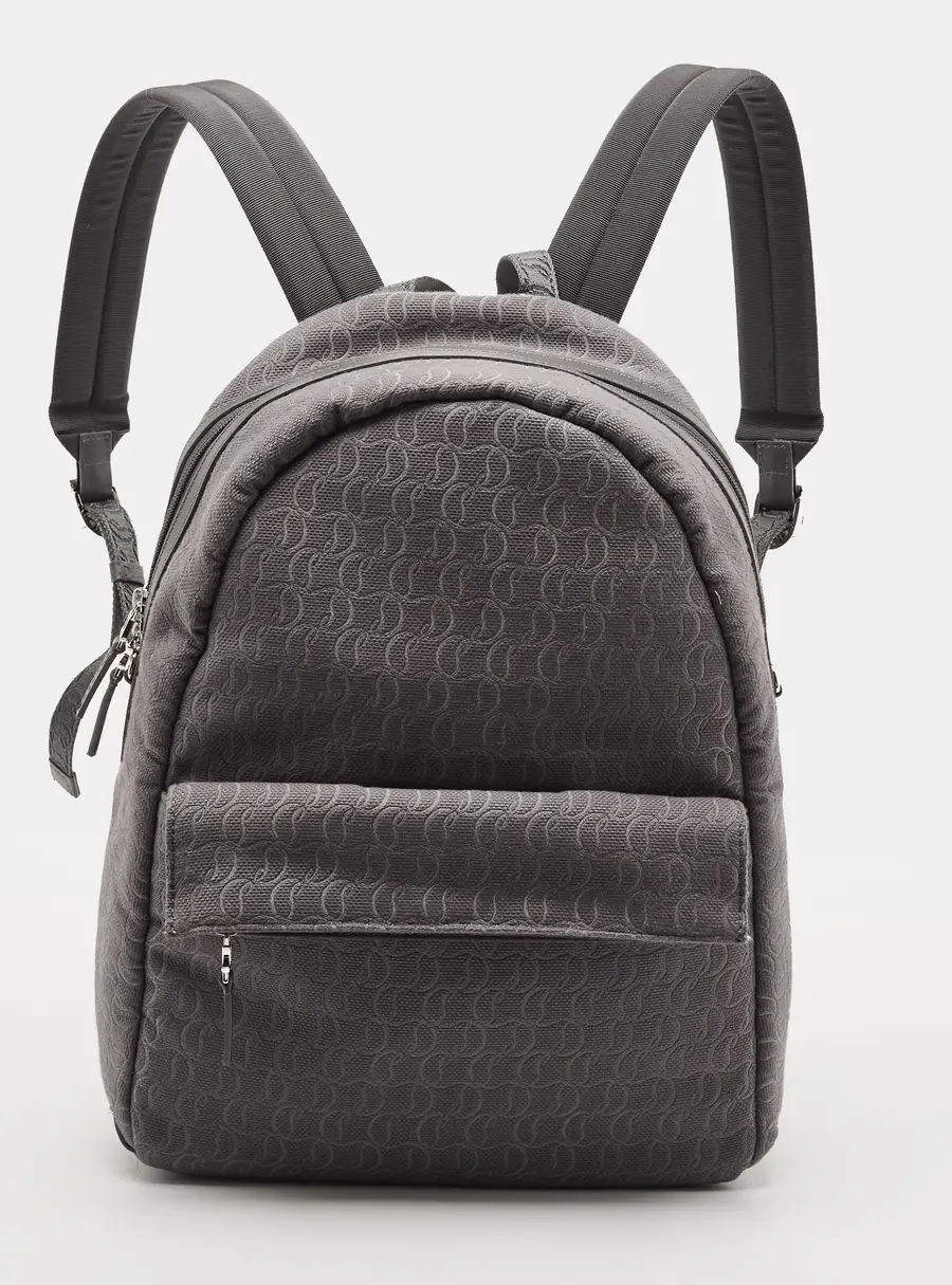 Christian Louboutin Zip n Flap Grey Monogram Jacquard Backpack