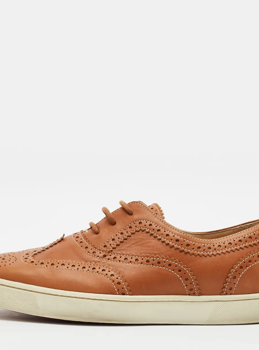 Christian Louboutin Golfito Size 44 Brown Brogue Leather Golfito Wingtip Sneakers