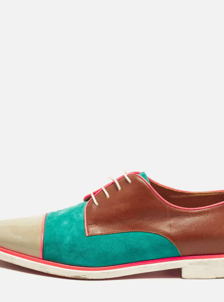 Christian Louboutin Bruno Orlato Size 44 Multicolor Leather and Suede Derby