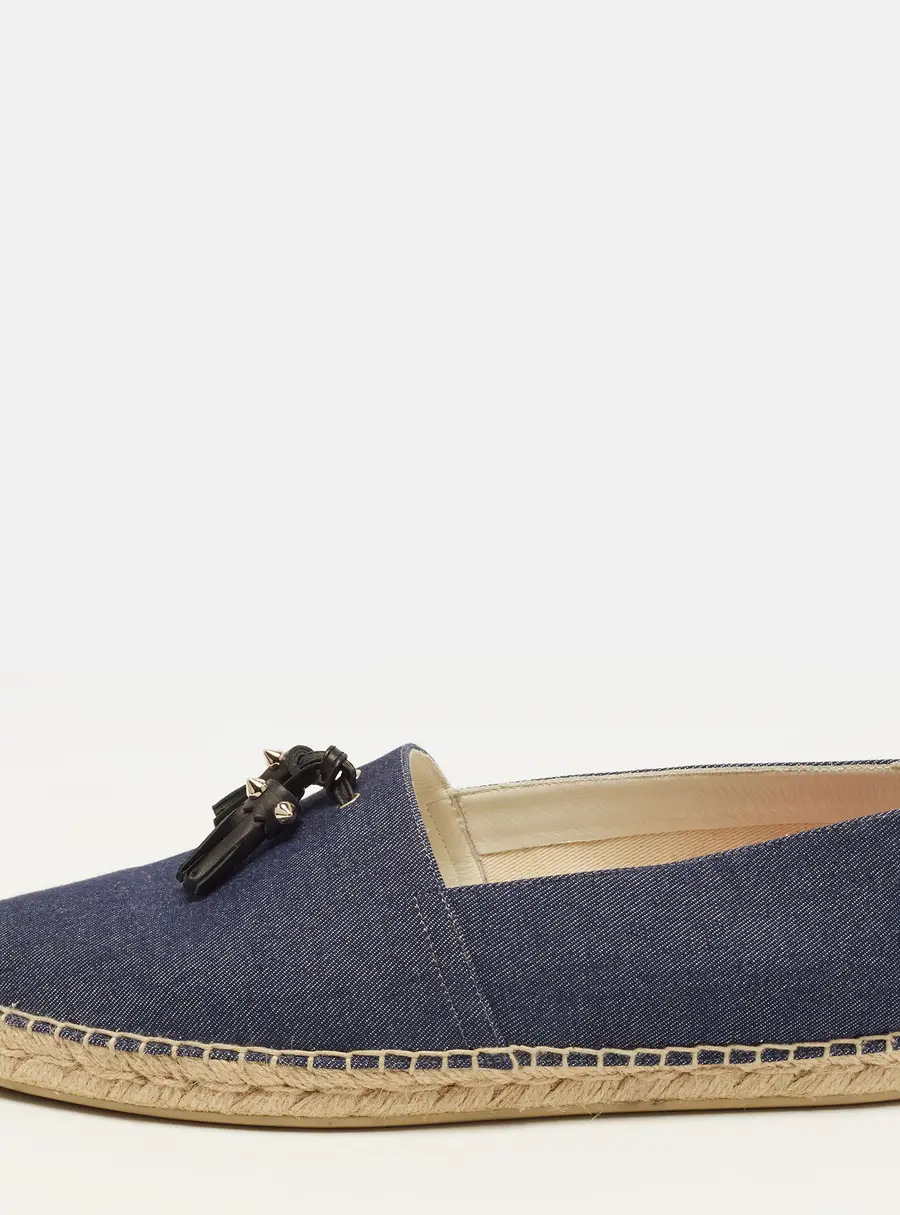 Christian Louboutin Papiougomme Size 44 Navy Blue Canvas Slip On Espadrille