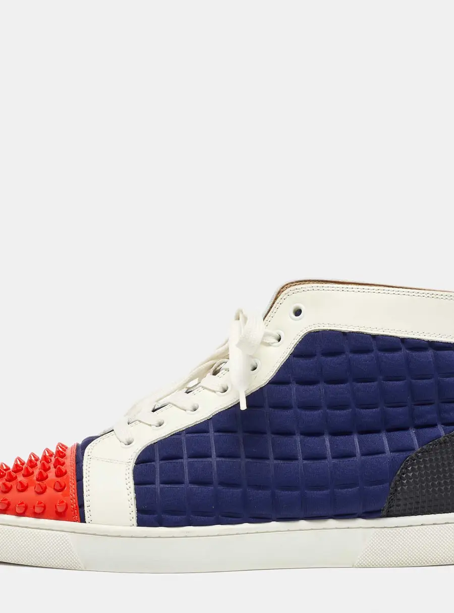 Christian Louboutin Louis Flat Size 43 Multicolor Leather, Neoprene and Patent Leather High Top Sneakers