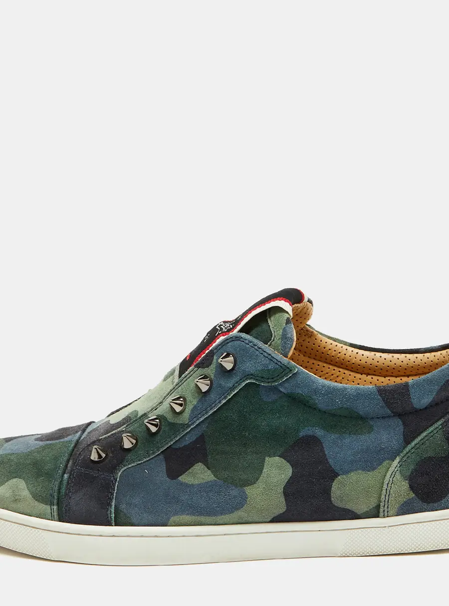 Christian Louboutin Multicolor Camouflage Suede F.A.V Fique A Vontade Sneakers Size 41