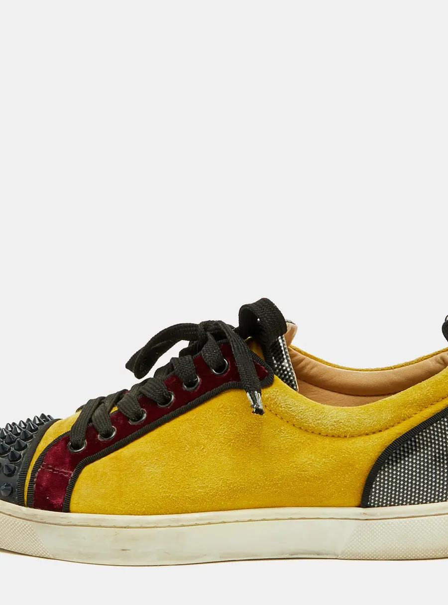 Christian Louboutin Multicolor Suede and Patent Leather Spikes Low Top Sneakers Size 40