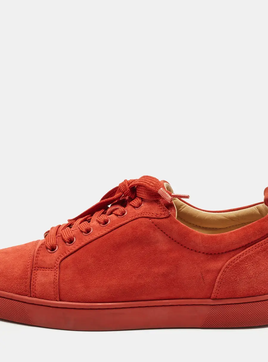 Christian Louboutin Louis Junior Size 41.5 Red Suede Lace Up Sneakers