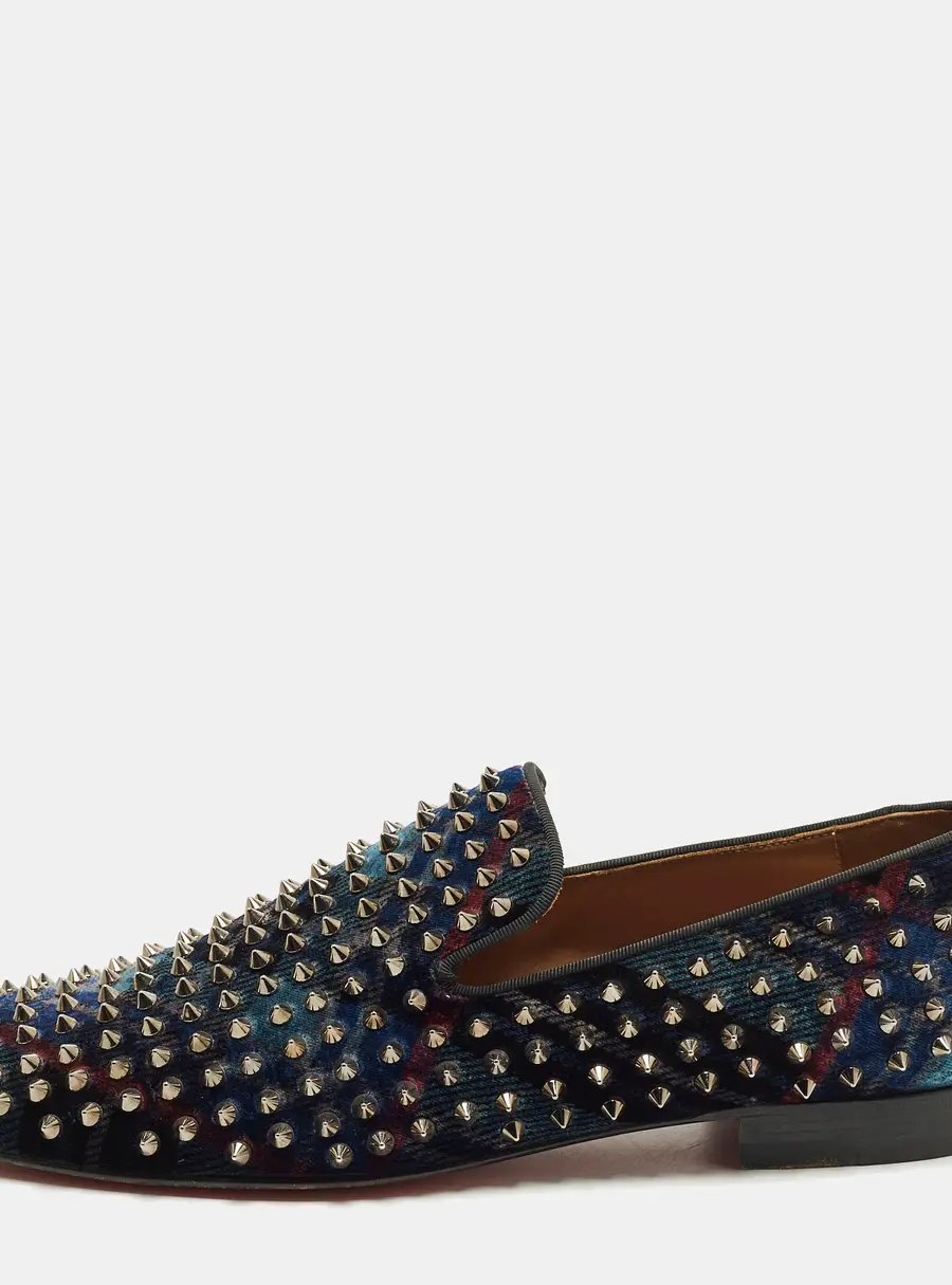 Christian Louboutin Dandelion Spikes Size 43.5 Black Velvet Smoking Slippers