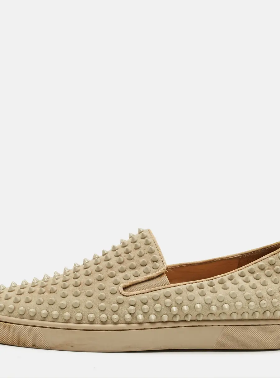 Christian Louboutin Dandelion Spikes Size 44 Grey Suede Slip On Sneakers