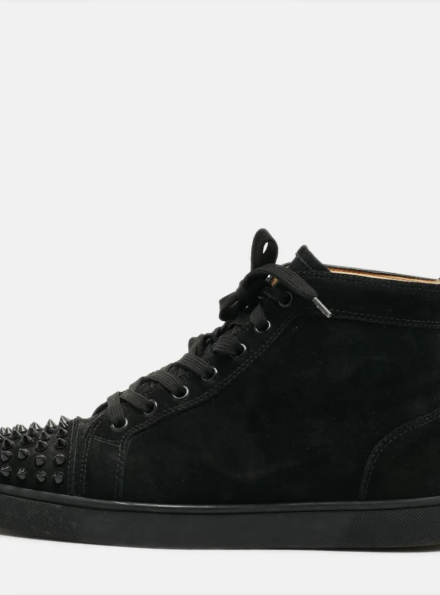 Christian Louboutin Lou Spikes Size 40 Black Suede High Top Sneakers