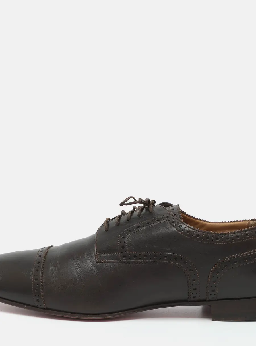 Christian Louboutin Size 45 Brown Leather Lace Up Derby