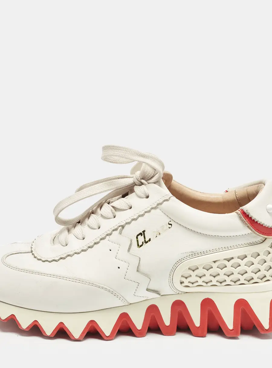 Christian Louboutin Loubishark Size 43.5 White Leather and Rubber Lace Up Sneakers