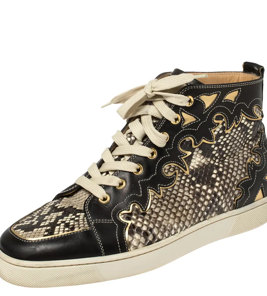 Christian Louboutin Rantus Orlato Size 41 Multicolor Leather and Python Leather High Top Sneakers