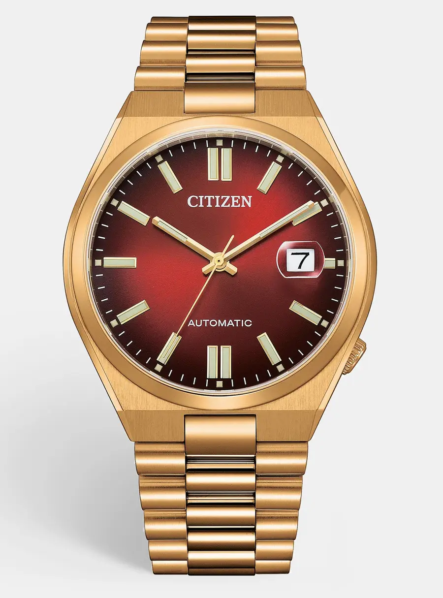 Citizen Tsuyosa NJ0153-82X Red Dial Gold Plated Stainless Steel Men's Wristwatch 40 mm