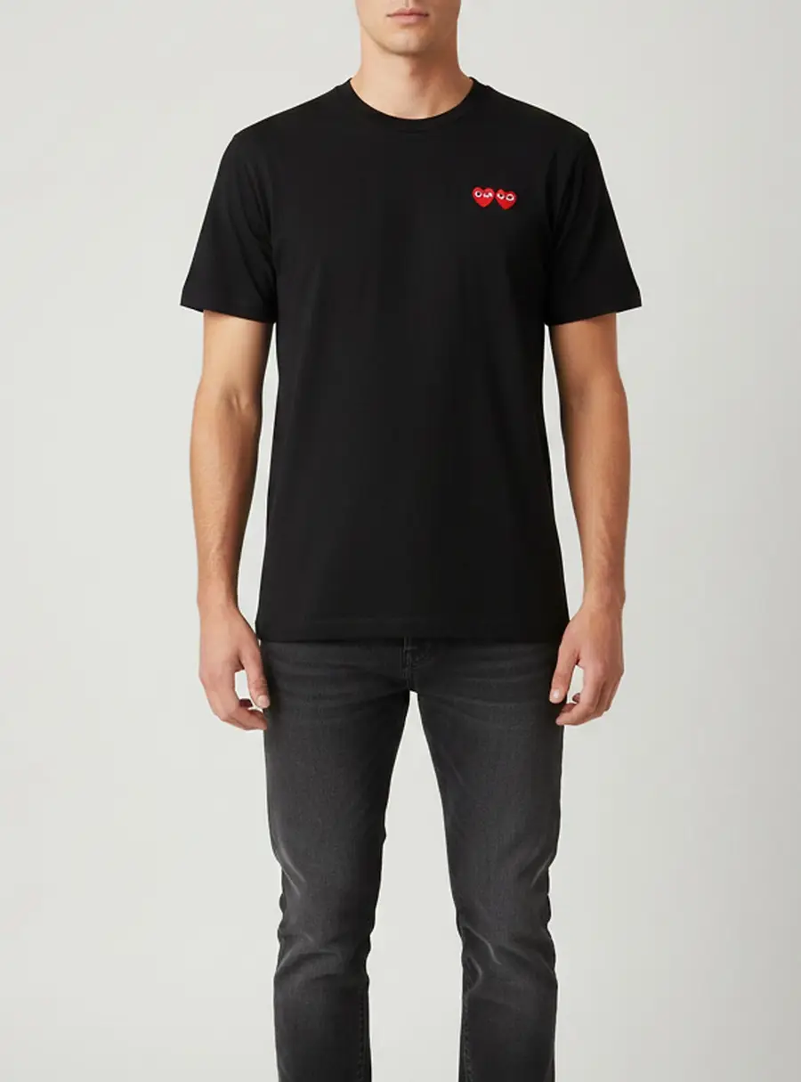Comme des Gar&ccedil;ons PLAY Black Double Heart Jersey T-Shirt XL