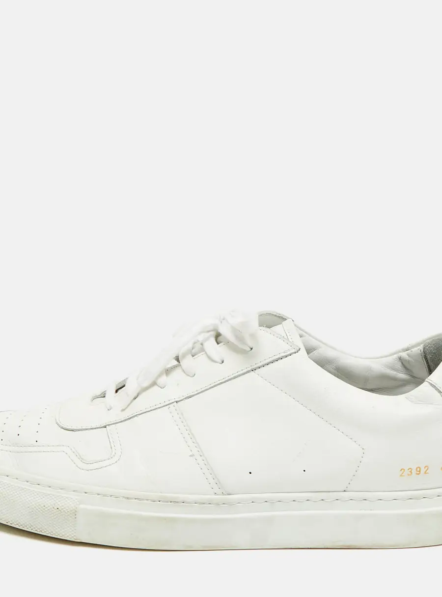 Common Projects BBall Size 44 White Leather Bumpy Lace Up Sneakers