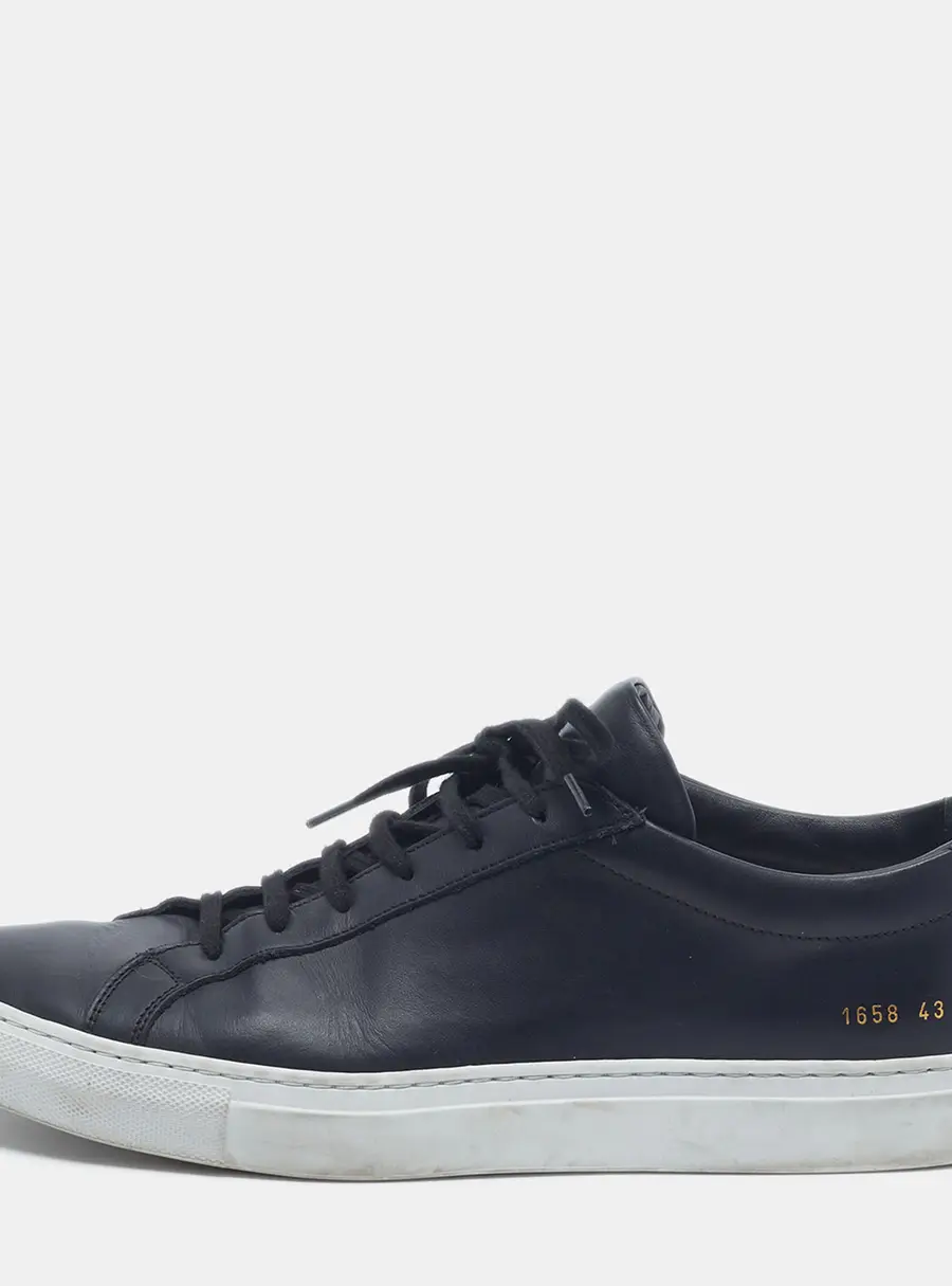 Common Projects Achilles Size 43 Black Leather Low Top Sneakers
