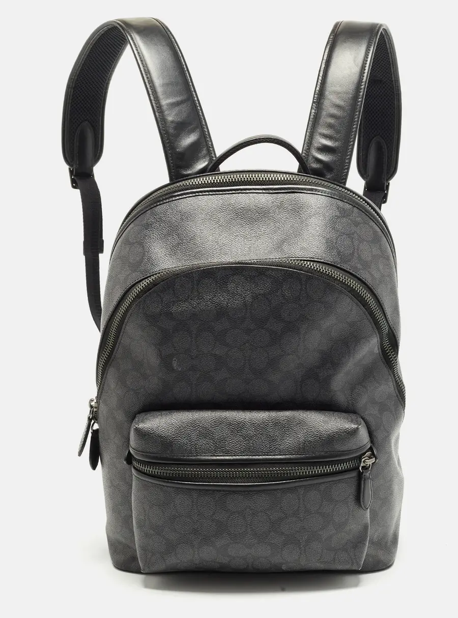 Coach Charter Black Signature Coated Canvas and Leather Backpack