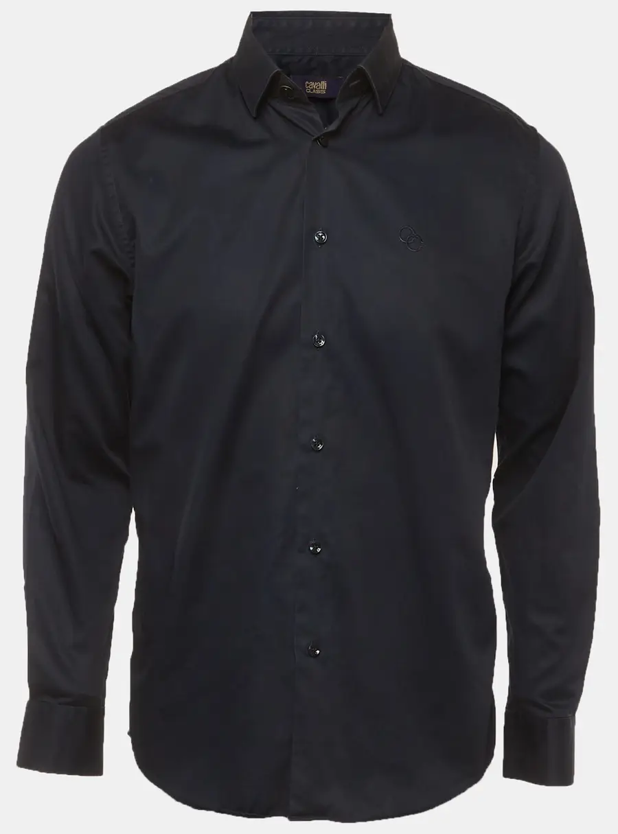 Class by Roberto Cavalli Navy Blue Cotton Button Up Shirt XXS