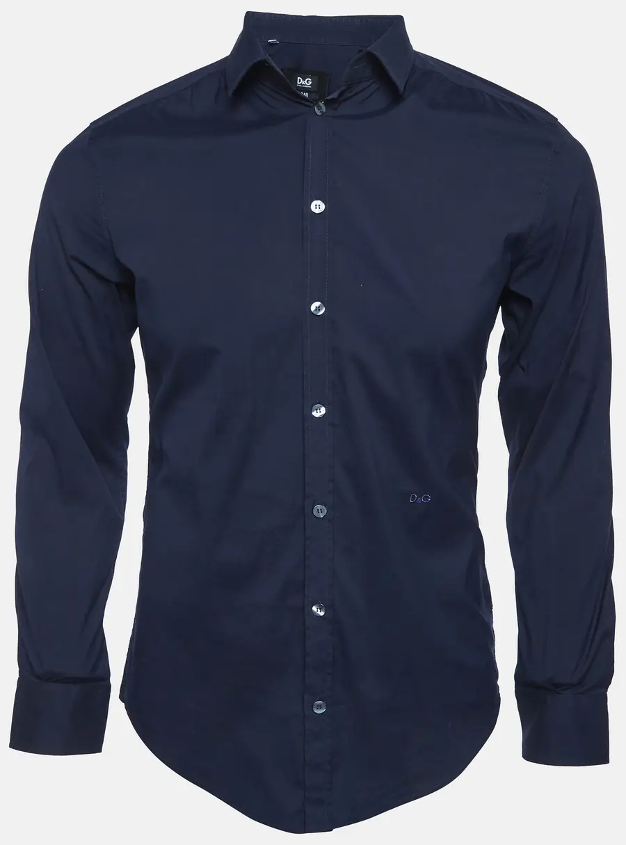 D&G Navy Blue Cotton Brad Slim Fit Shirt S